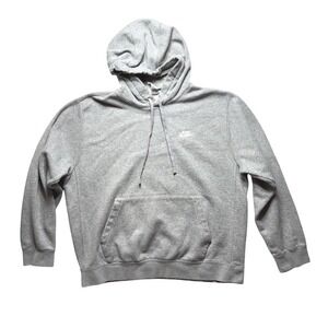 Nike‎ Sportswear Gray Hoodie Sweatshirt Men's Size L Embroidered Logo Fleece